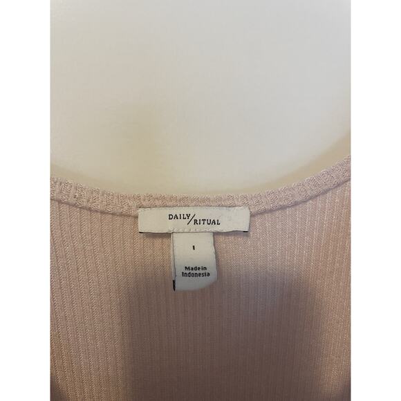 Daily Ritual Women's Ribbed Tank Maxi Dress Comfort Soft Cozy Ballet Core XL - Picture 5 of 6